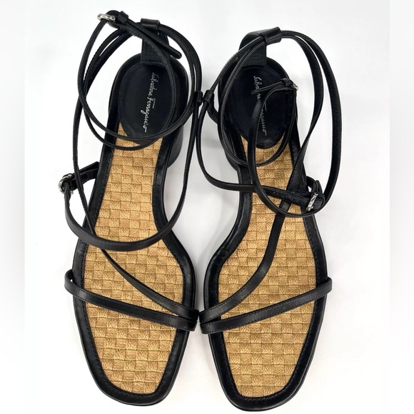 Salvatore Ferragamo EGADI 85mm STRAPPY BLOCK HEEL LEATHER SANDALS SIZE US 9.5 - Picture 8 of 15